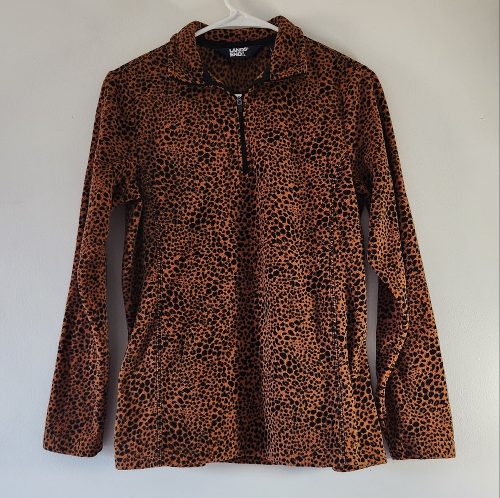 Land's End Quarter-zip Leopard Fleece